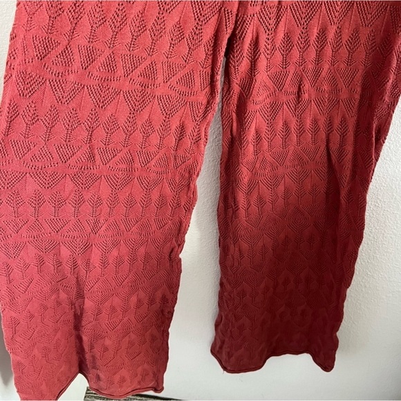 Anthropologie Flat White Knit Crochet Flare Pants Large - Picture 3 of 10